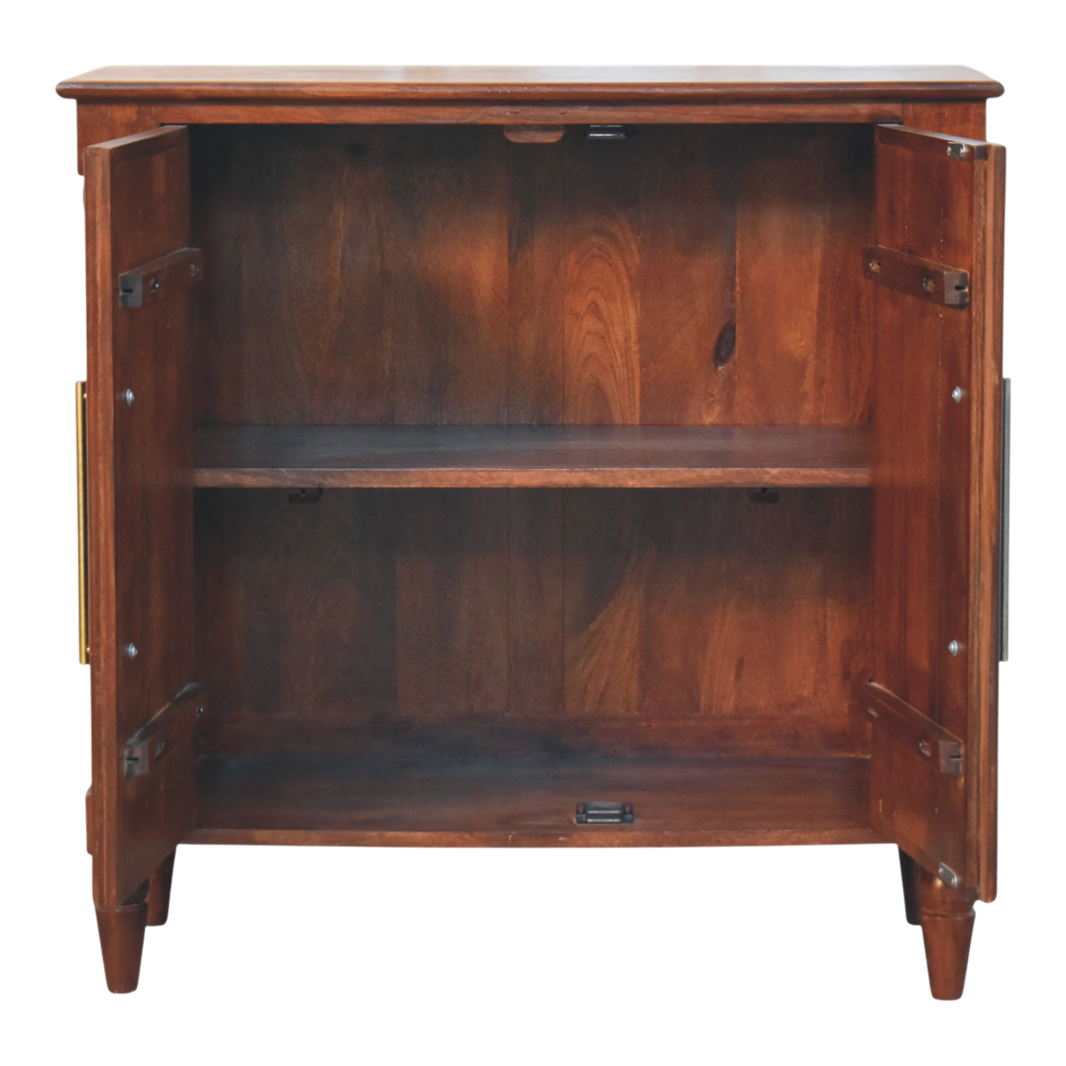 Langham 2-Door Cabinet in Claret, shown with the doors open.