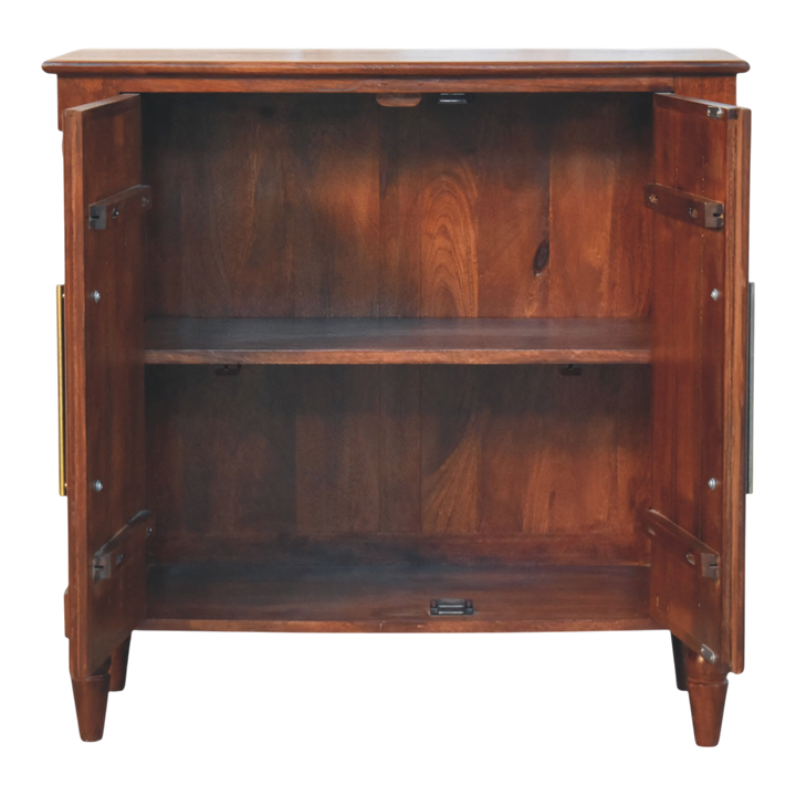 Langham 2-Door Cabinet in Claret, shown with the doors open.