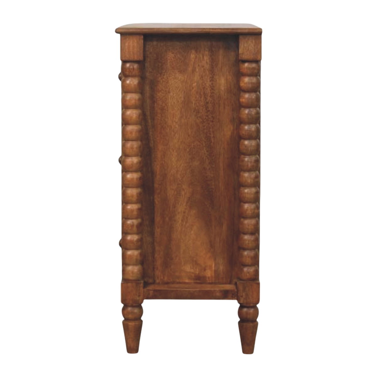 Langham 3-Drawer Dresser in Amber, side view showing the depth.