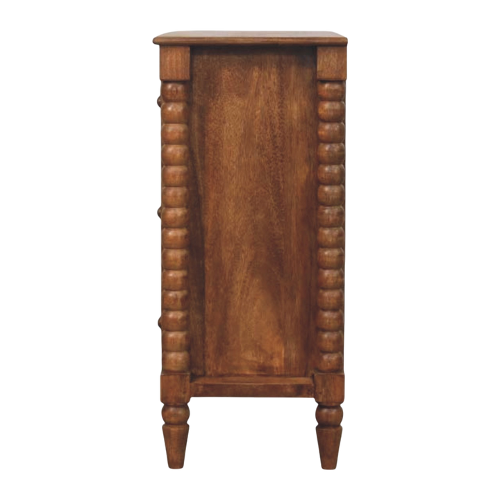 Langham 3-Drawer Dresser in Amber, side view showing the depth.