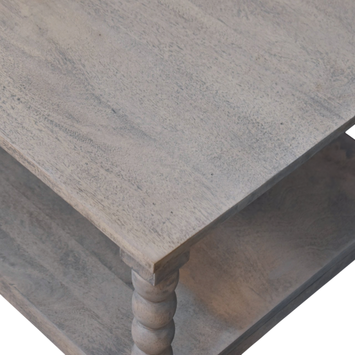 Close view of the top on the Langham Coffee Table in Salt.
