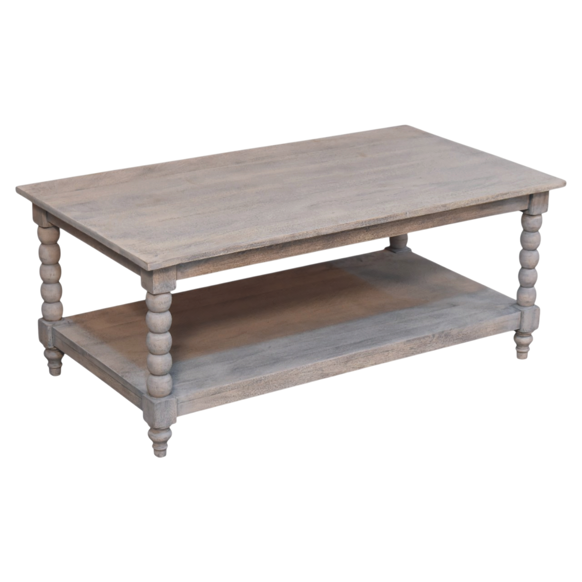 Langham Coffee Table in Salt, three-quarter view from the opposite side.
