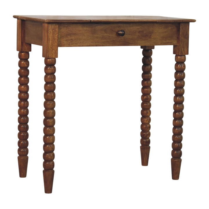 Langham Dressing Table in Amber, three-quarter view showing the full profile.