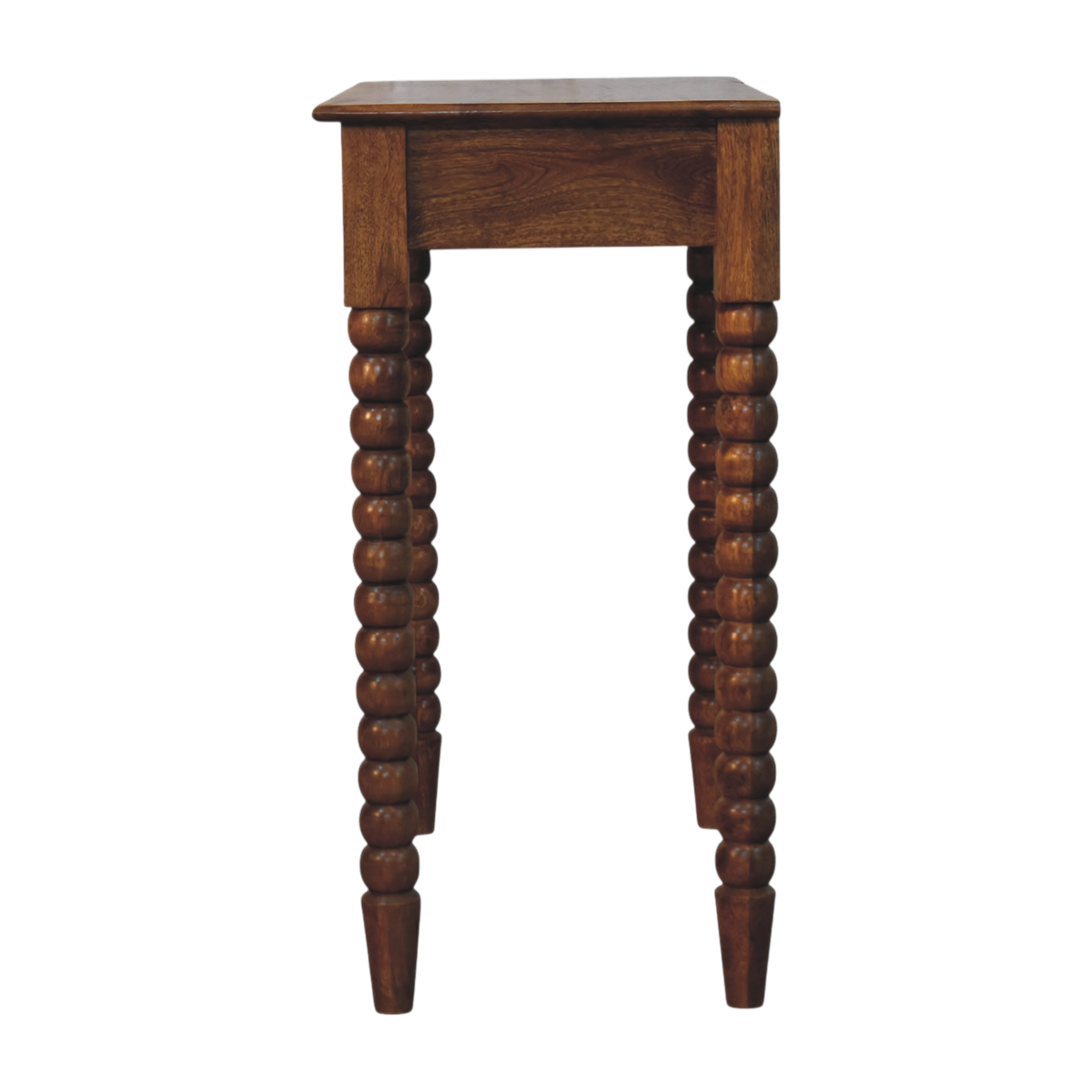Langham Dressing Table in Amber, side view showing the depth.