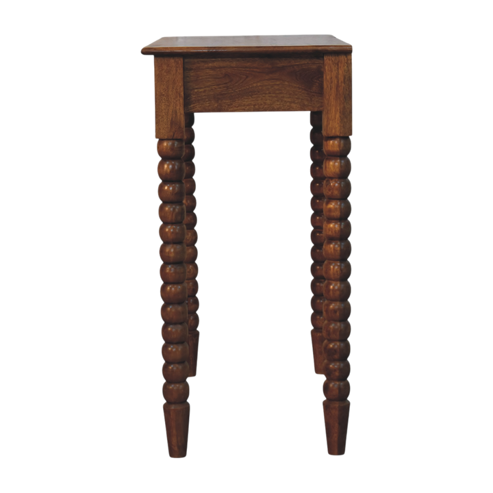 Langham Dressing Table in Amber, side view showing the depth.