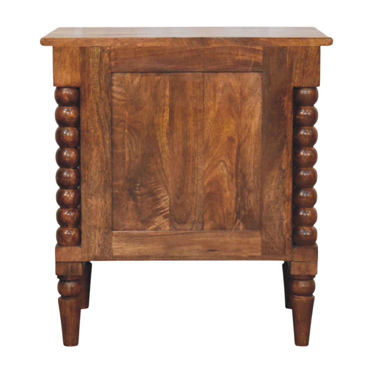 Langham Grand 2-Drawer Bedside Table in Russet, viewed from the back.