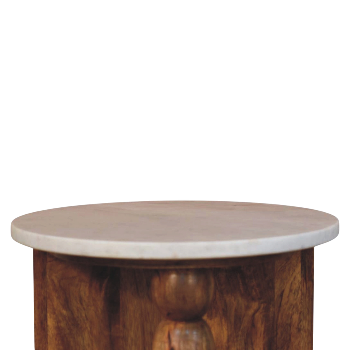 Langham Marble Side Table in Amber, shown from above.