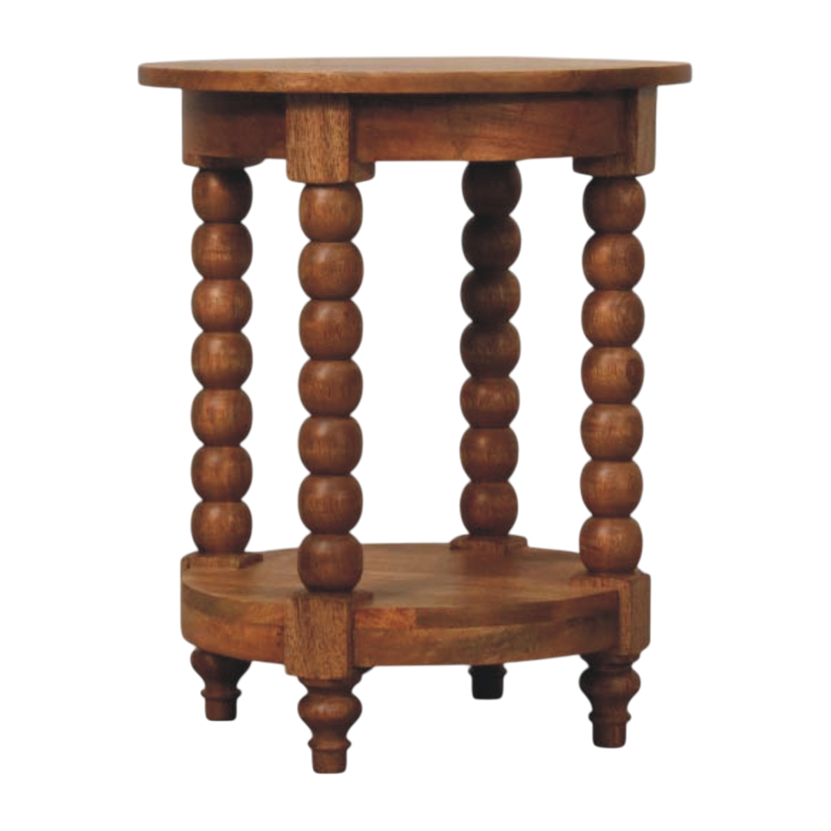 Langham Round Side Table in Amber, three-quarter view showing the full profile.