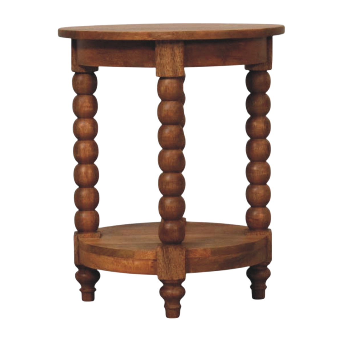 Langham Round Side Table in Amber, side view showing the depth.