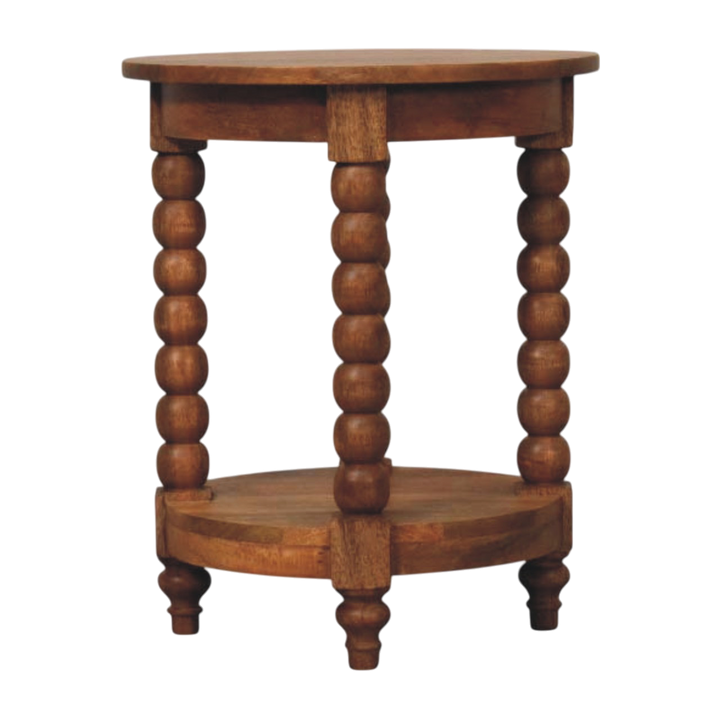 Langham Round Side Table in Amber, side view showing the depth.