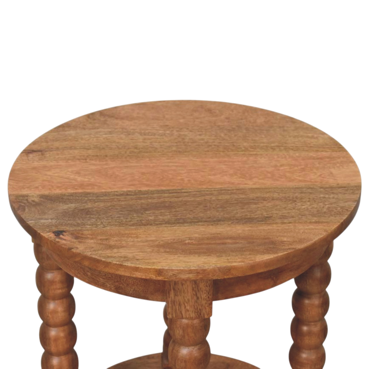 Langham Round Side Table in Amber, shown from above.
