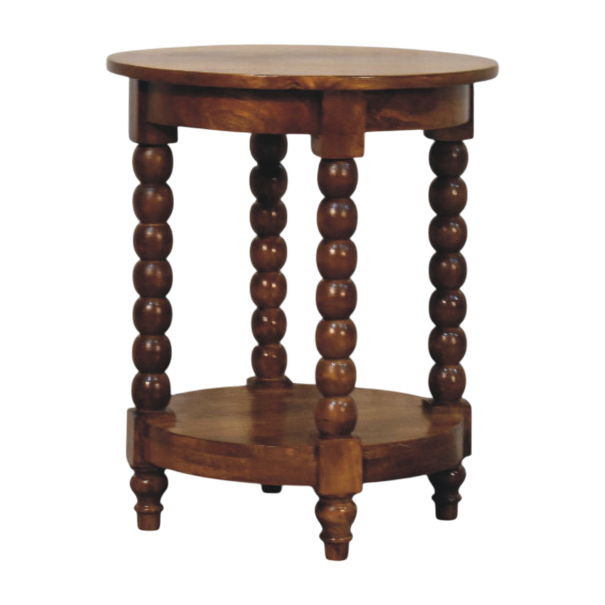 Langham Round Side Table in Russet, three-quarter view showing the full profile.