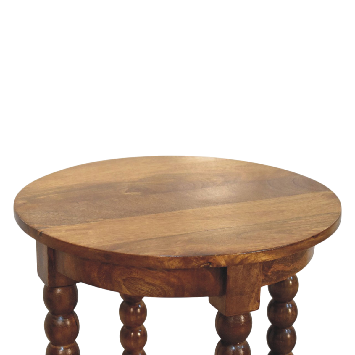 Langham Round Side Table in Russet, viewed from above.