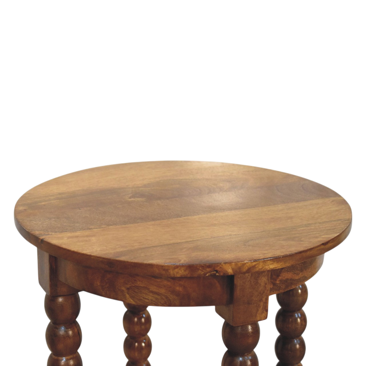 Langham Round Side Table in Russet, viewed from above.