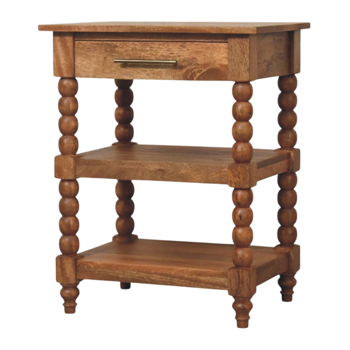 Langham Side Table in Amber, three-quarter view showing the full profile.