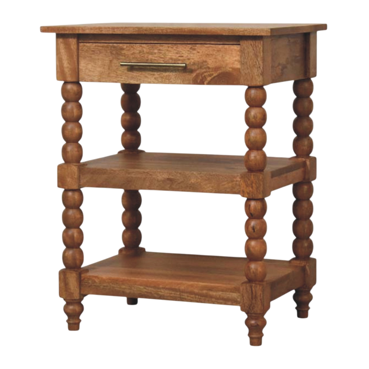 Langham Side Table in Amber, three-quarter view showing the full profile.