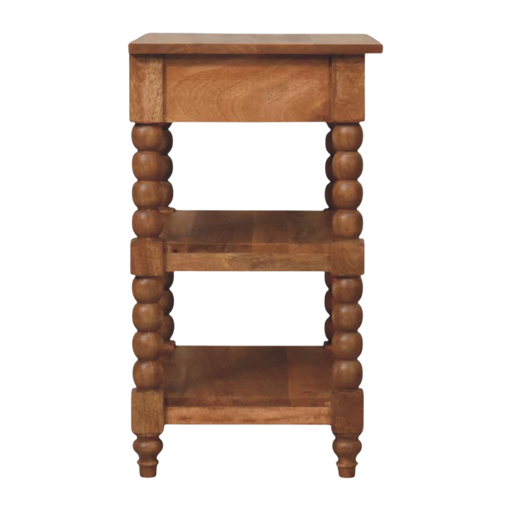 Langham Side Table in Amber, side view showing the depth.