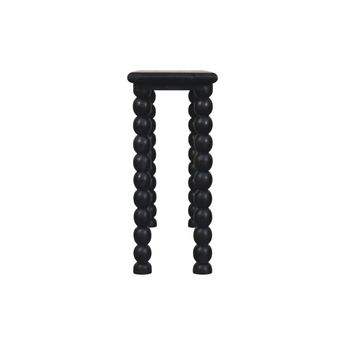 Langham Spindle Console in Charcoal, side view showing the depth.
