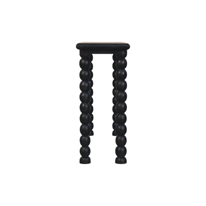 Langham Spindle Console in Charcoal, side view showing the depth.