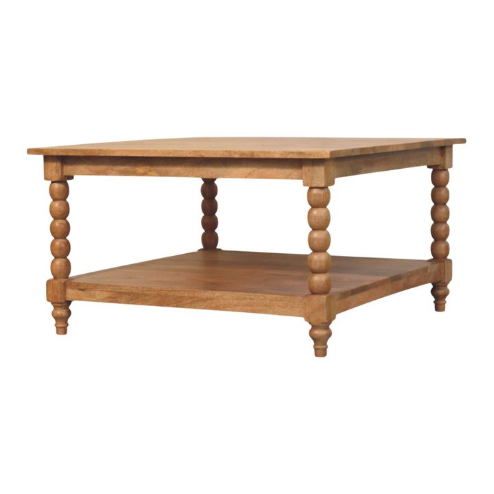Langham Square Coffee Table in Almond, three-quarter view showing the full profile.