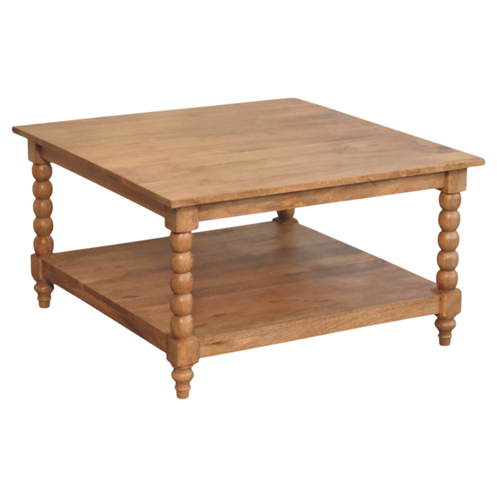 Langham Square Coffee Table in Almond, side view showing the depth.