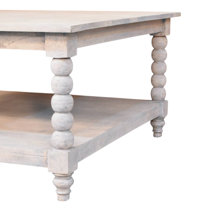Langham Square Coffee Table in Salt, side view showing the depth.