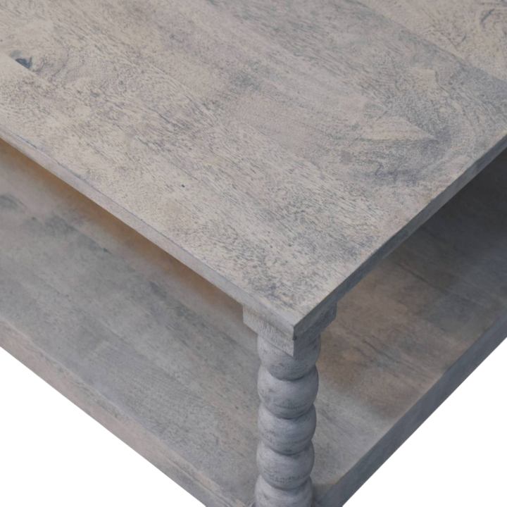 Close view of the top on the Langham Square Coffee Table in Salt.