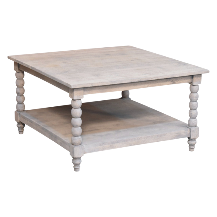 Langham Square Coffee Table in Salt, three-quarter view from the opposite side.
