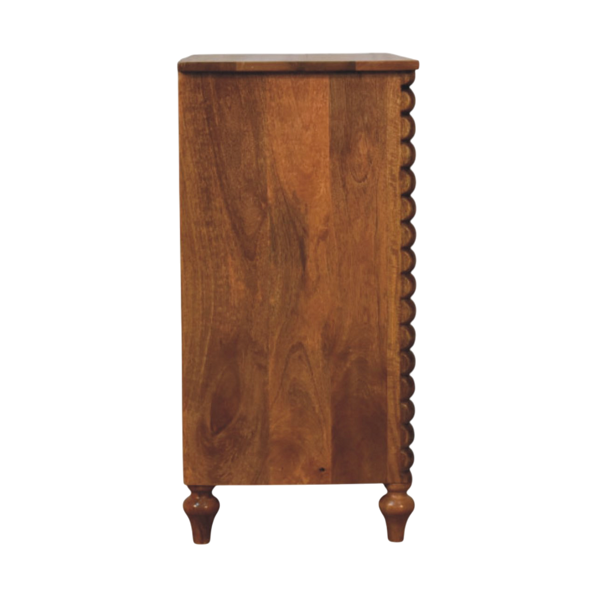 Langham Wide 3-Drawer Dresser in Amber, side view showing the depth.