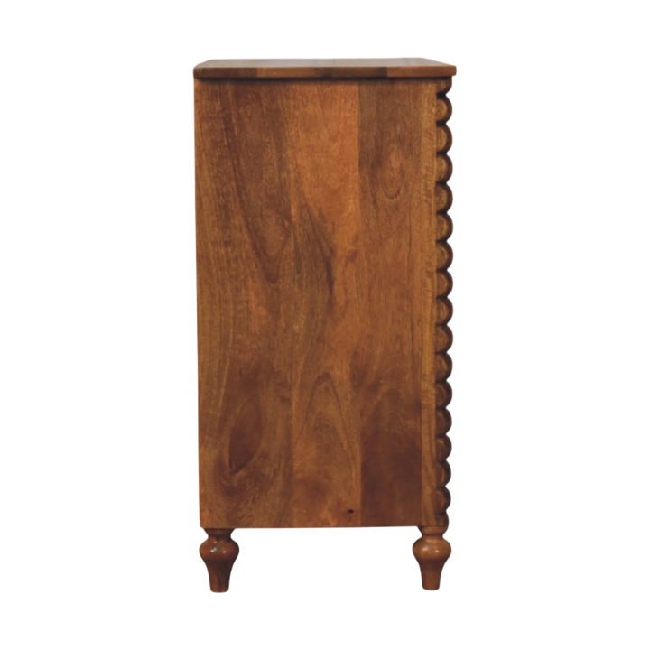 Langham Wide 3-Drawer Dresser in Amber, side view showing the depth.