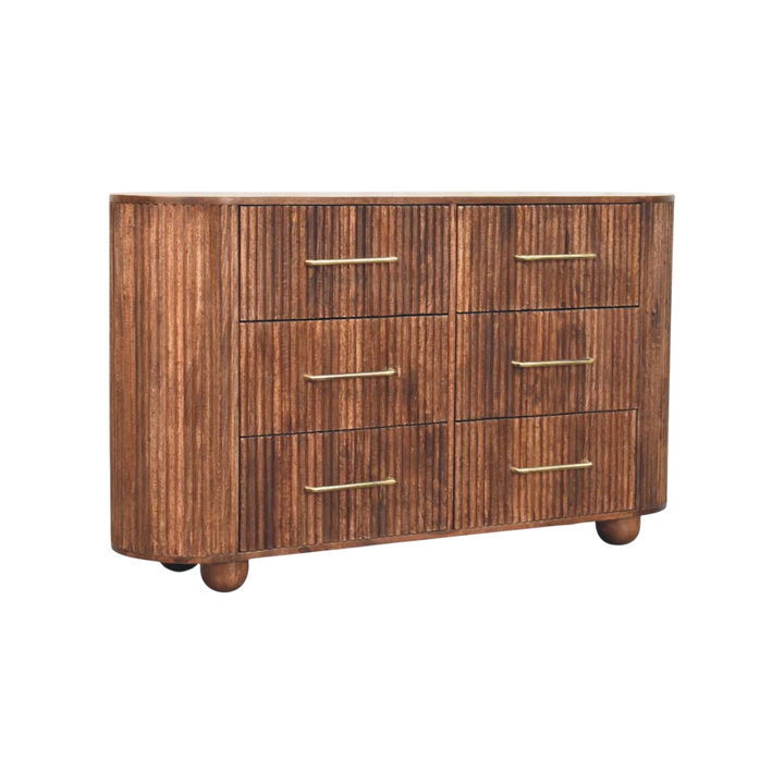 Lansdowne 6-Drawer Chest in Almond, three-quarter view showing the full profile.