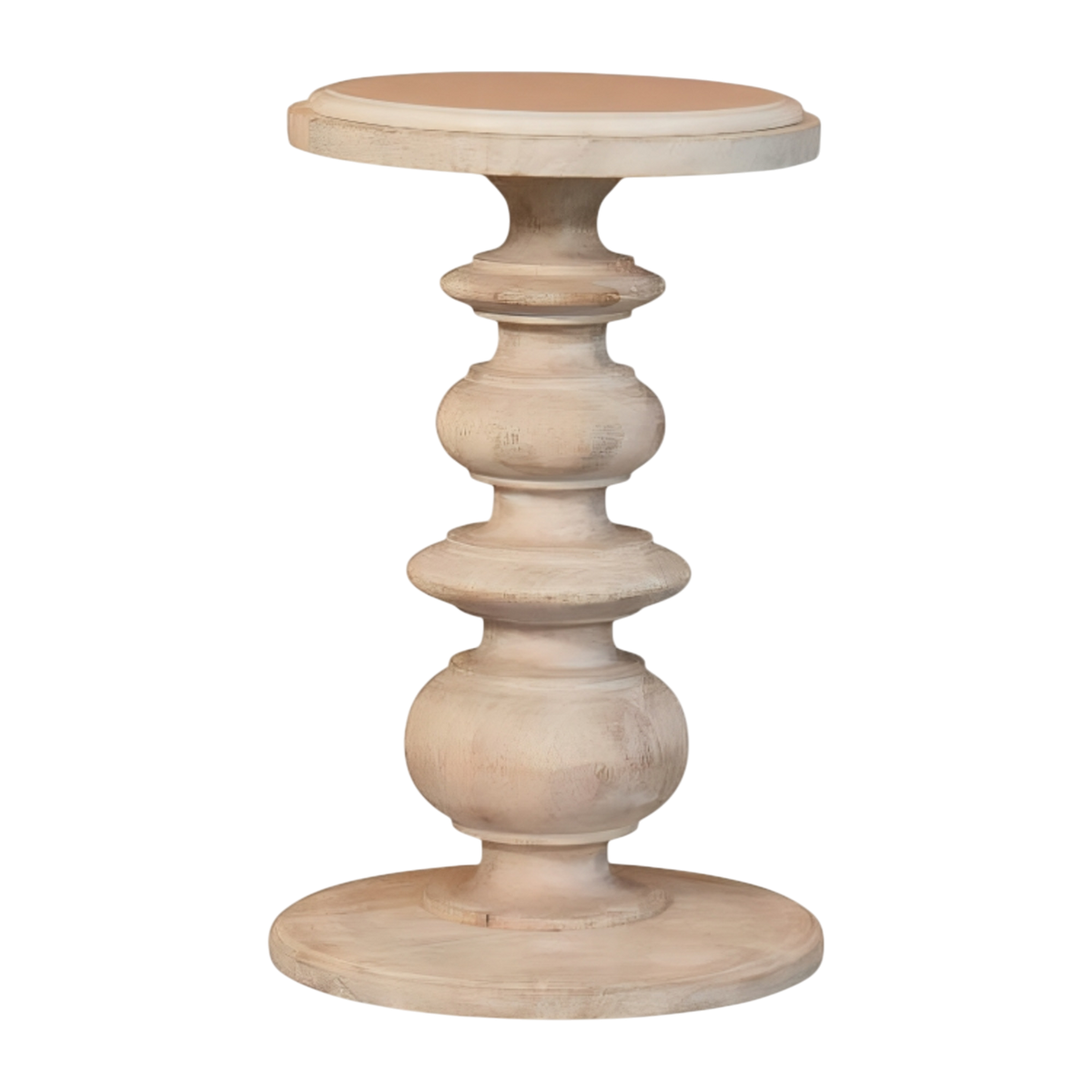 Lucca Table in Salt, front view. Natural marble top on a curved salted oak base.