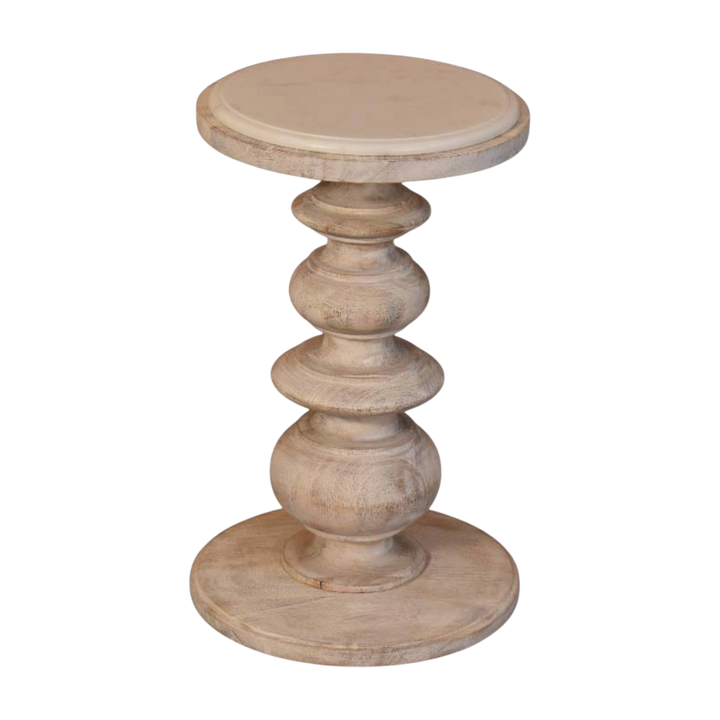 Lucca Table in Salt, three-quarter view showing the full profile.