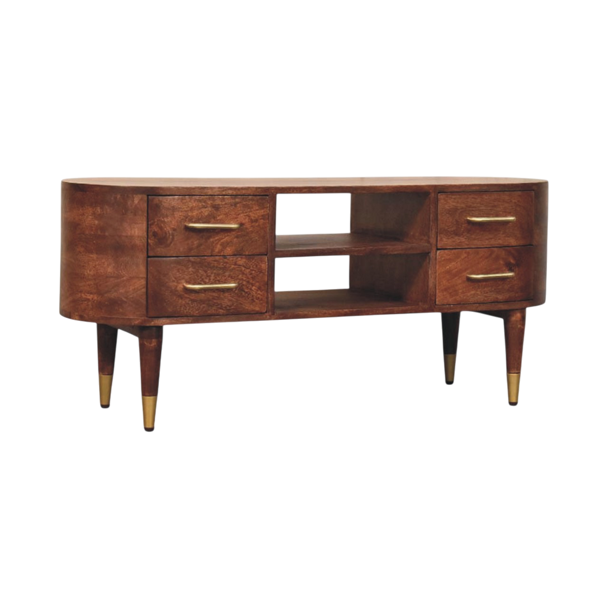 Marlow Media Unit in Claret, three-quarter view showing the full profile.