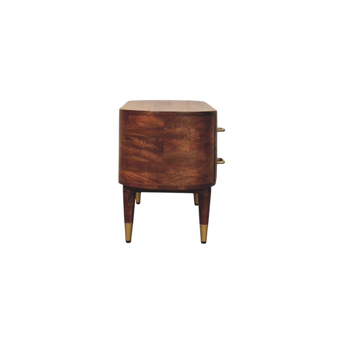 Marlow Media Unit in Claret, side view showing the depth.