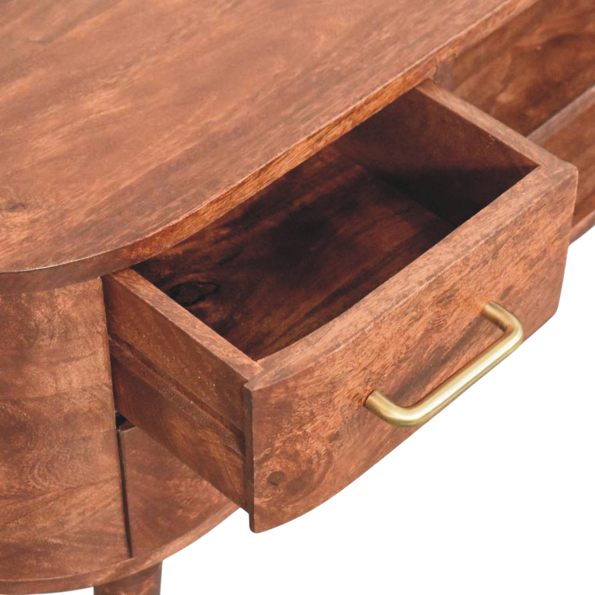 Marlow Media Unit in Claret, shown with a drawer open.