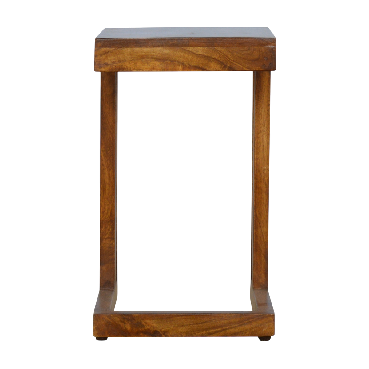 Marlow One-Sided End Table in Chestnut, side view showing the depth.