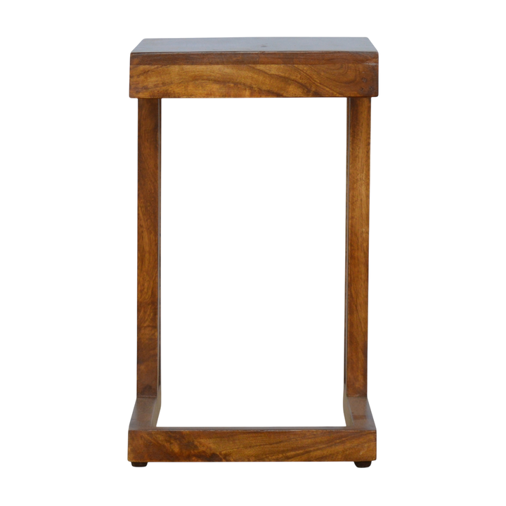 Marlow One-Sided End Table in Chestnut, side view showing the depth.