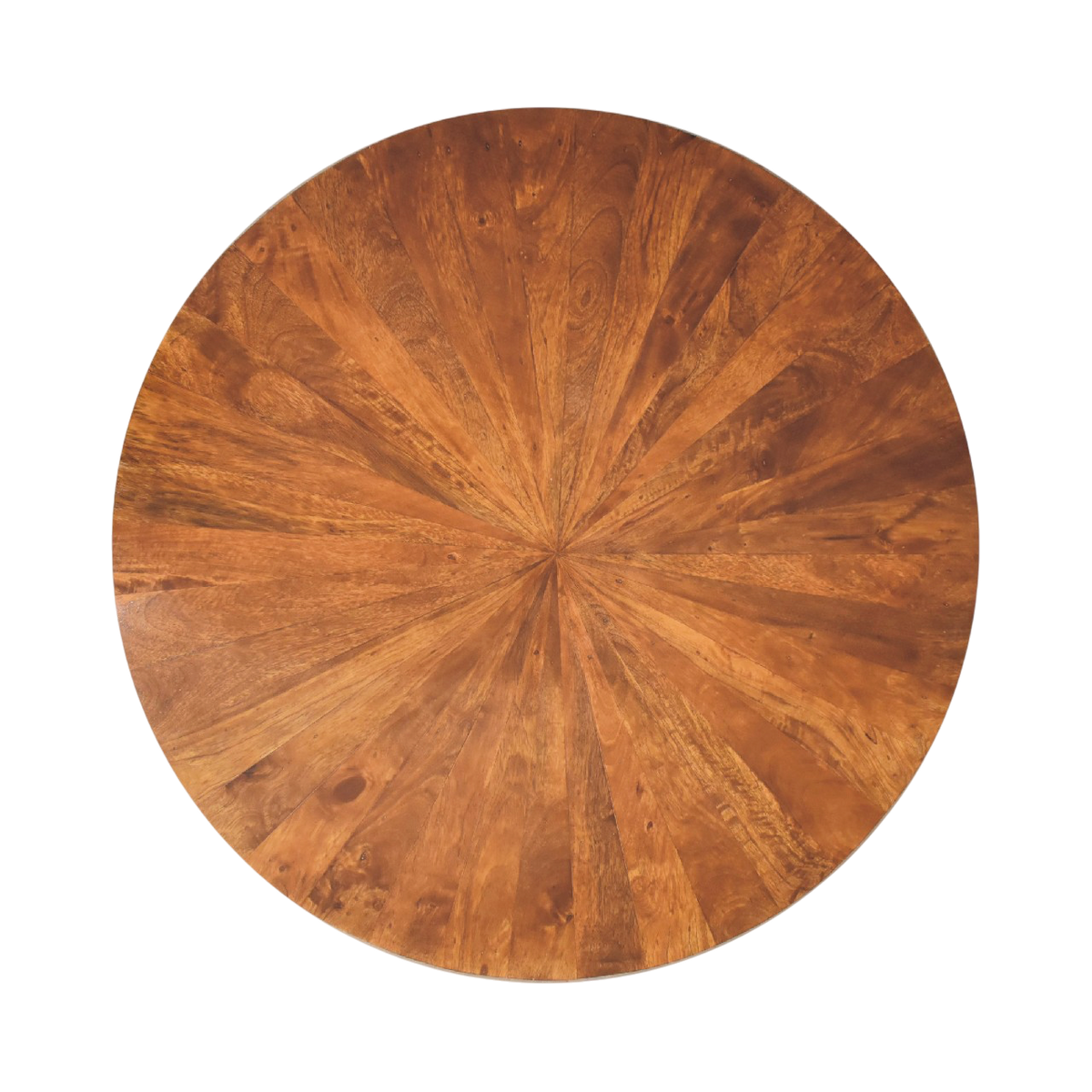 Marlow Round Coffee Table in Chestnut, shown from above.