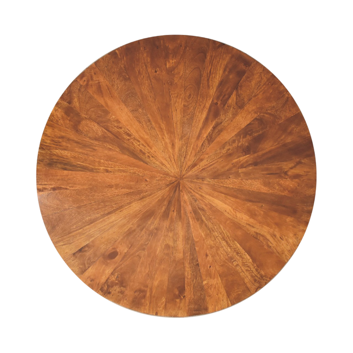 Marlow Round Coffee Table in Chestnut, shown from above.