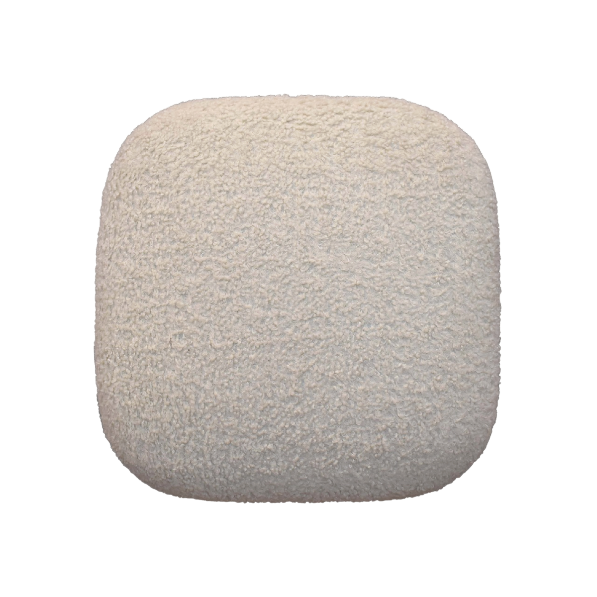 Marlow Square Footstool in Cream Bouclé, shown from above.