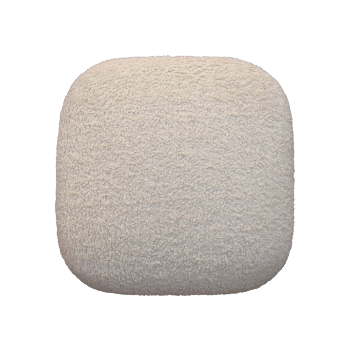 Marlow Square Footstool in Cream Bouclé, shown from above.