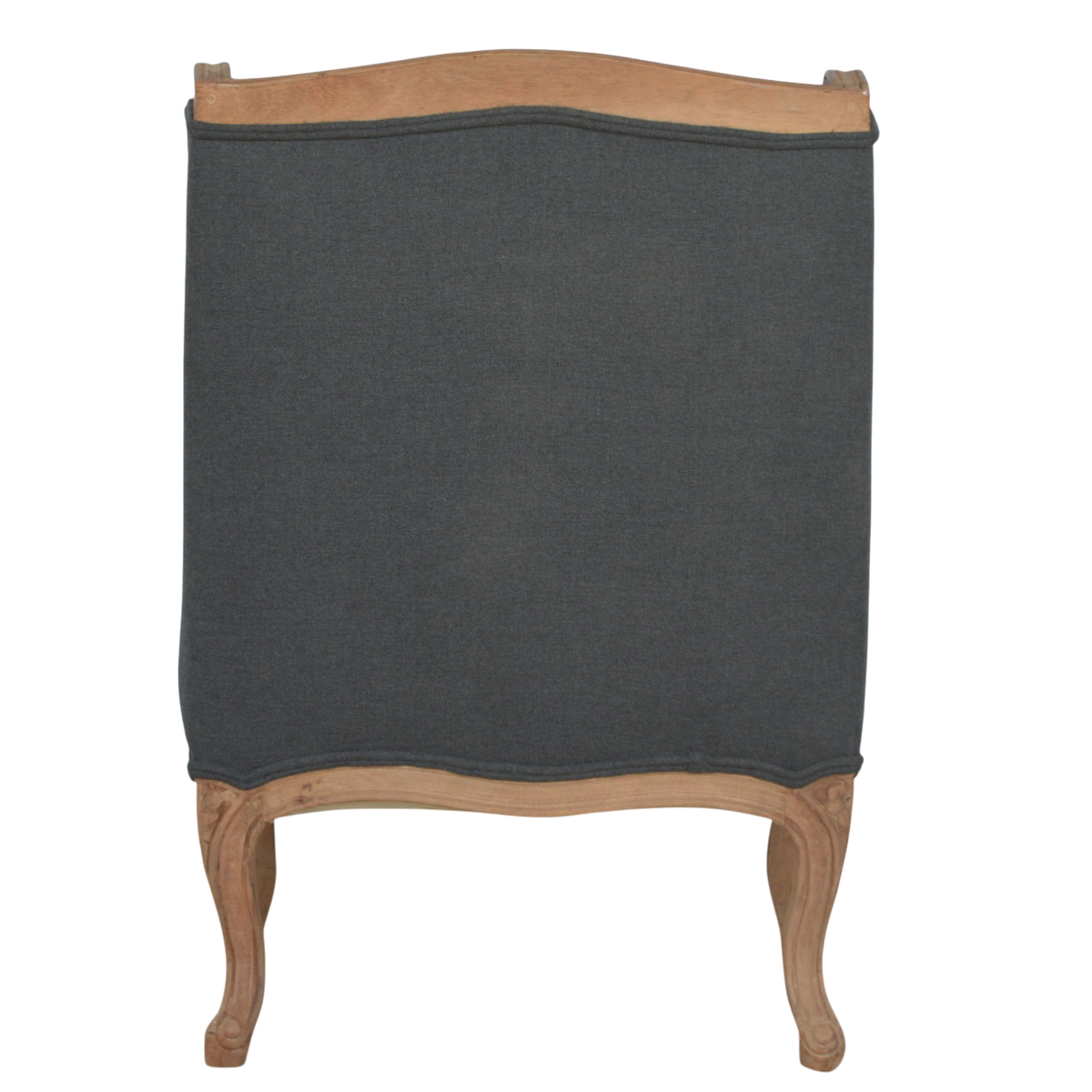 Mirabel Bergère Armchair in Slate Linen, viewed from the back.
