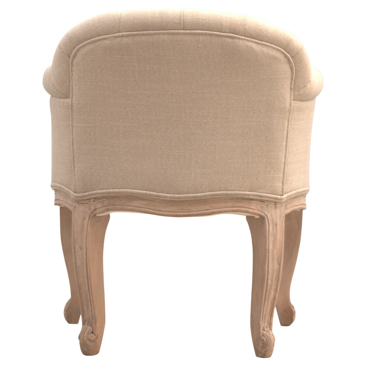 Mirabel Button-Back Chair in Clay Linen, viewed from the back.