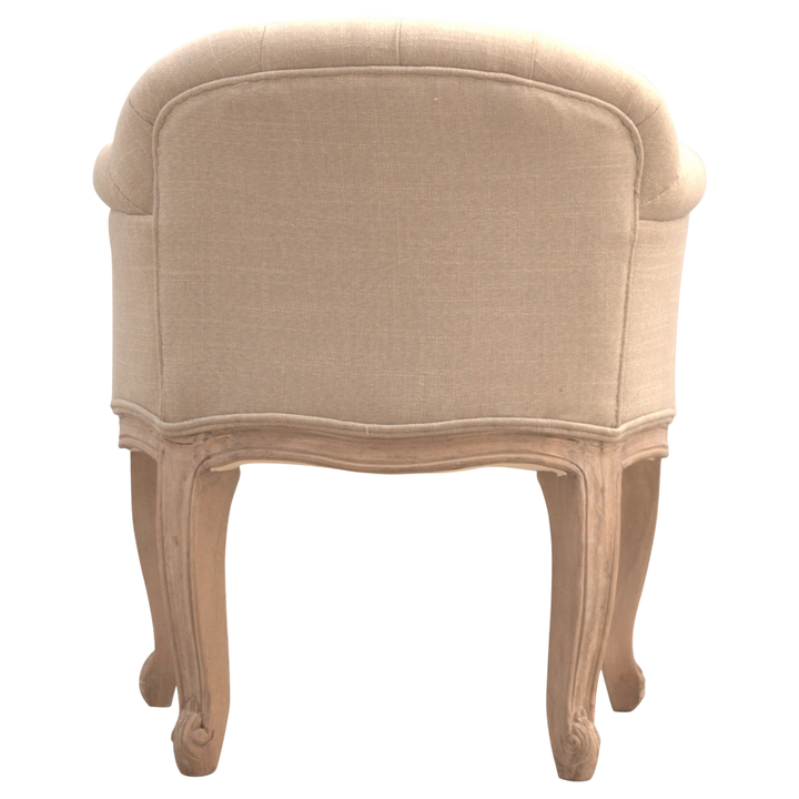 Mirabel Button-Back Chair in Clay Linen, viewed from the back.