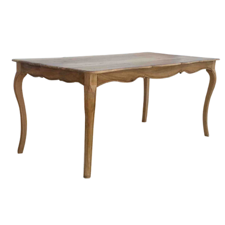 Mirabel Dining Table in Amber, three-quarter view. Rectangular top on tapered legs.