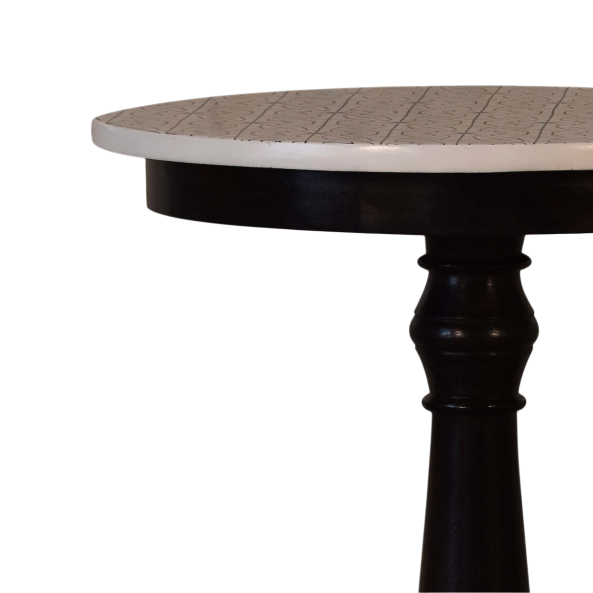 Mirabel Pedestal Tea Table in Cocoa, shown from above at an angle.