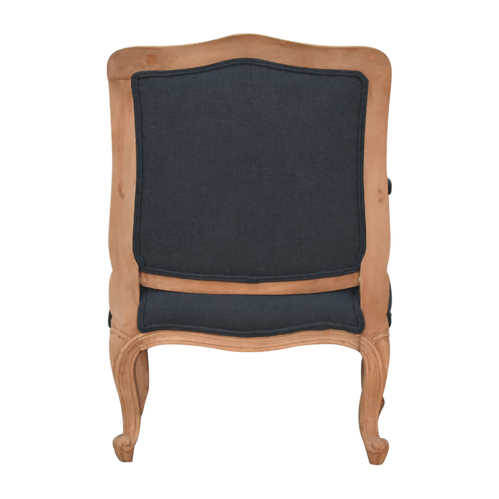 Mirabel Salon Chair in Ink, viewed from the back.