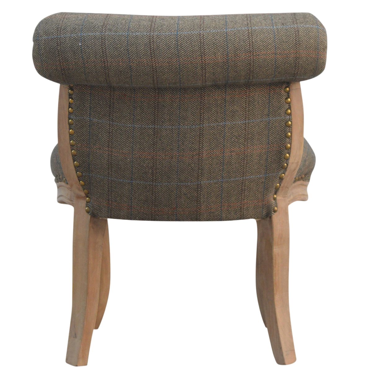 Mirabel Studded Occasional Chair in Heritage Tweed, rear view.