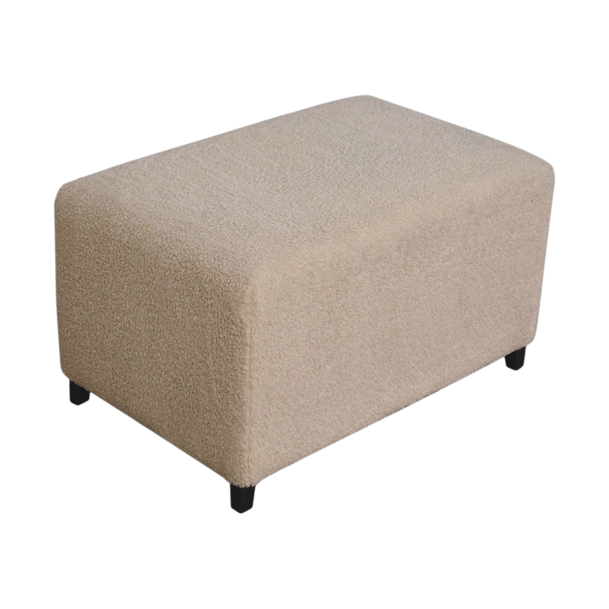 Oakhurst Bouclé Ottoman in Cream, shown from above at an angle.